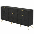 Armoire, avec rangement, avec tiroirs, 150 x 34 x 74 cm, coloris noir et doré, pour la chambre