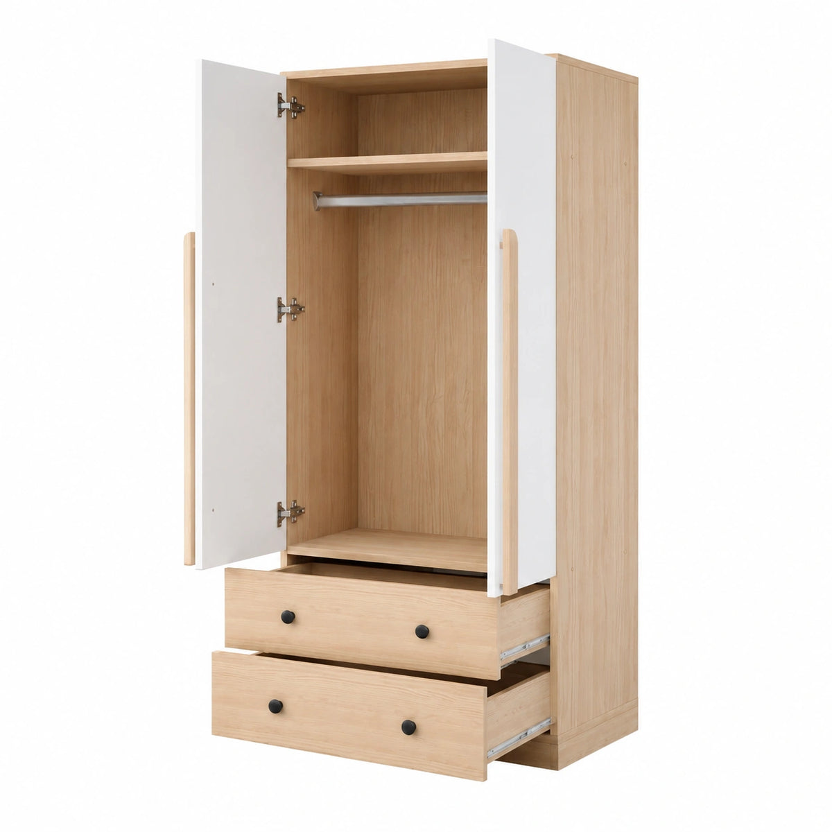 Armoire, avec rangement, avec tiroirs, avec étagères, coloris naturel, 70 x 40 x 170 cm, pour la chambre