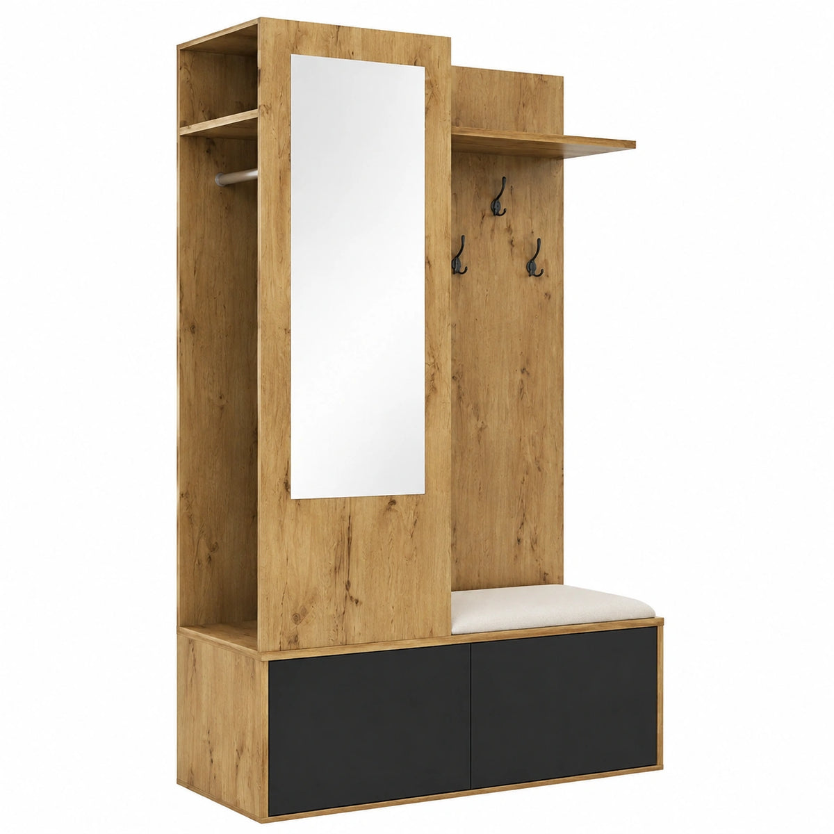Armoire, avec rangement, avec crochets, 191 x 100 x 38 cm, pour la chambre