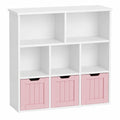 Meuble polyvalent, avec rangement, avec tiroirs, coloris rose, 100 x 33 x 89,5 cm, pour les espaces de vie