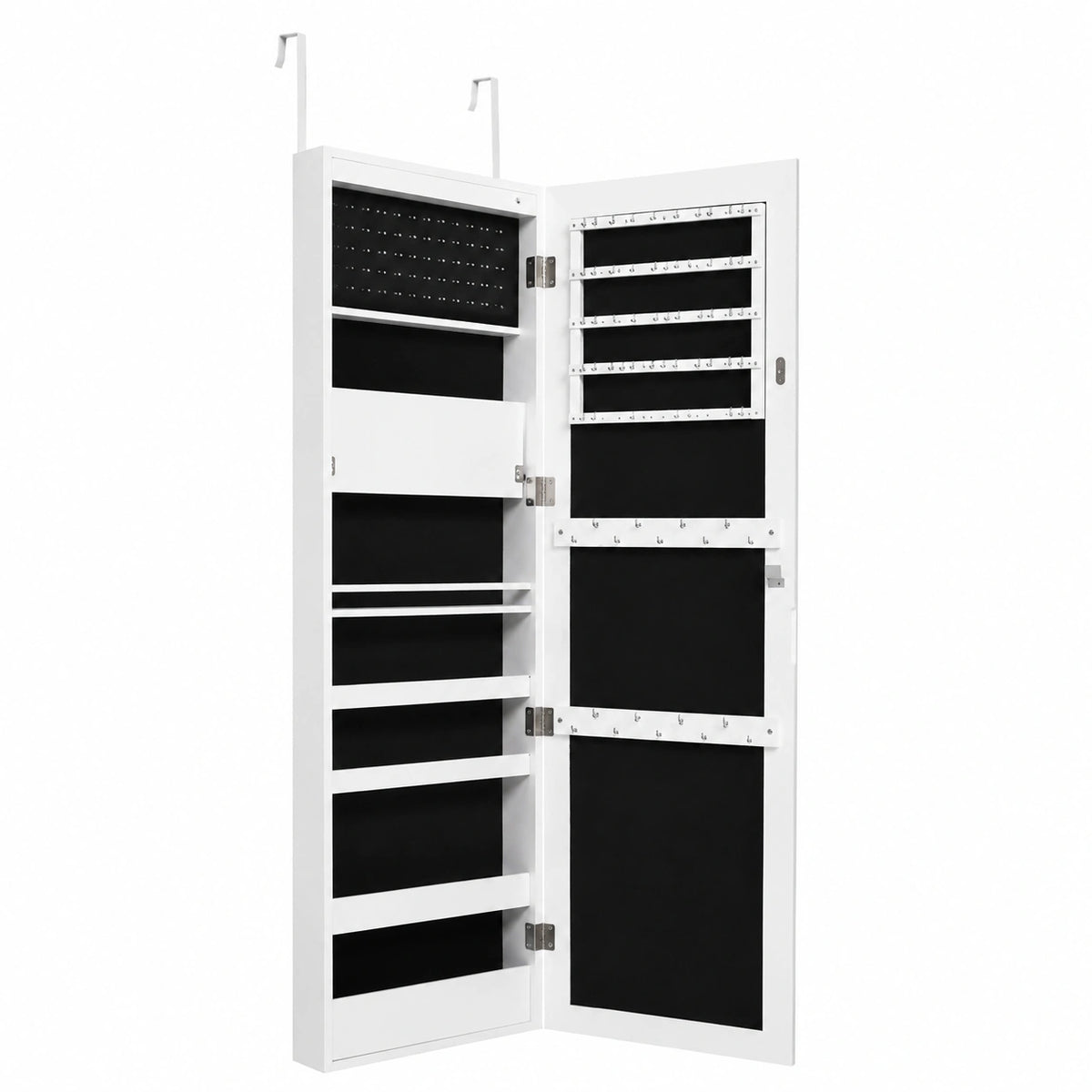 Armoire, avec portes, avec éclairage LED, coloris blanc, pour la chambre