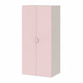 Armoire, avec rangement, avec portes, en panneaux de bois, 123 x 60 x 40 cm, coloris blanc et rose, pour la chambre