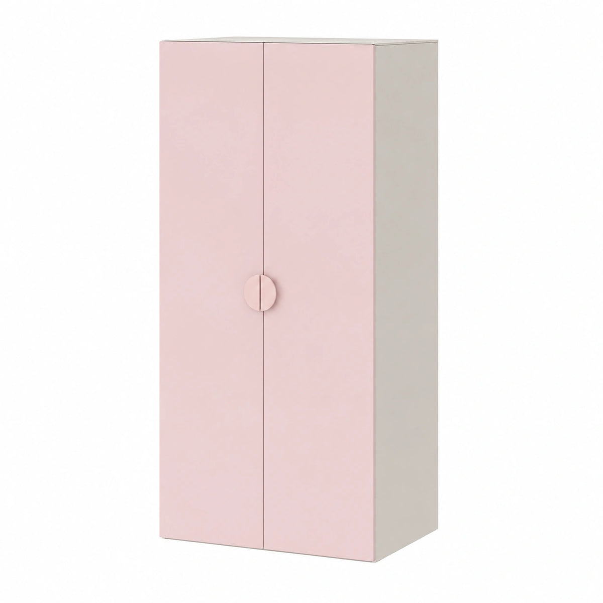Armoire, avec rangement, avec portes, en panneaux de bois, 123 x 60 x 40 cm, coloris blanc et rose, pour la chambre