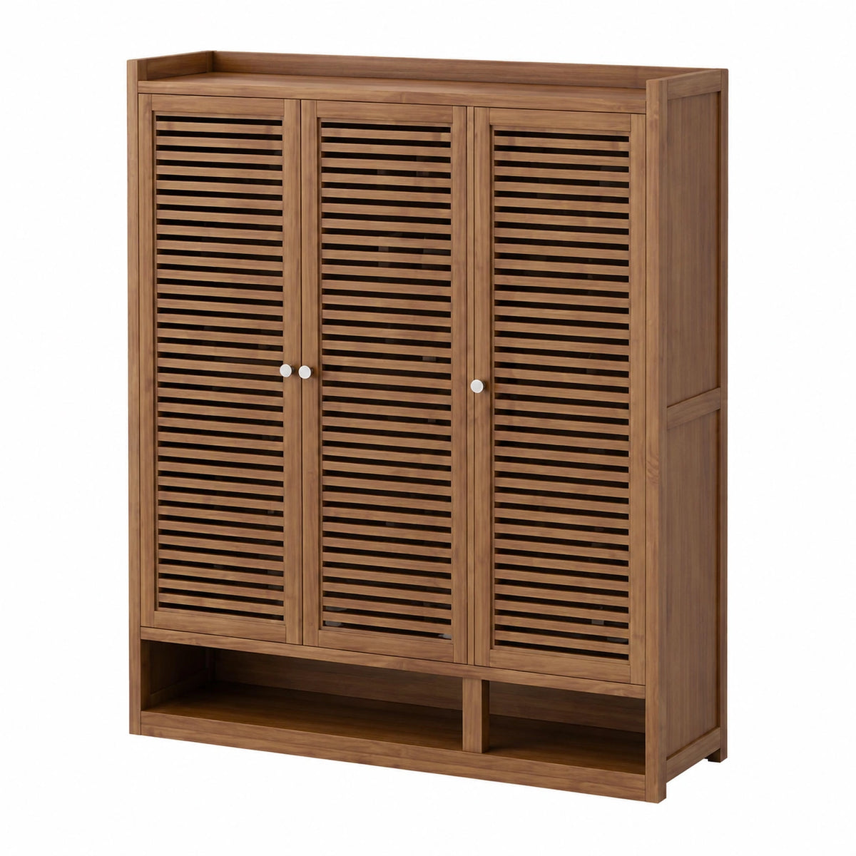 Meuble à chaussures, avec étagères, avec portes, en bambou, pour l’entrée ou le couloir