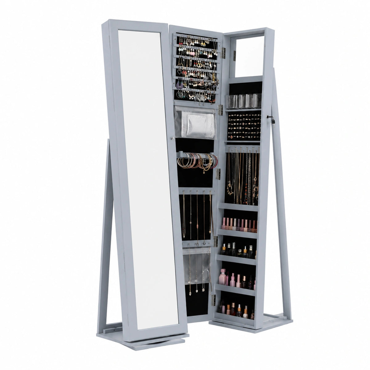 Armoire, pivotant, avec rangement, avec étagères, coloris gris, pour la chambre