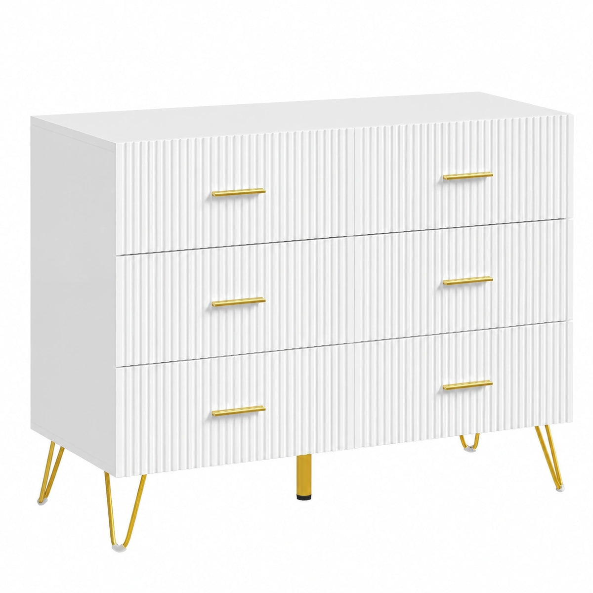 Commode, avec rangement, avec tiroirs, en métal, 100 x 40 x 75 cm, coloris blanc et doré, pour la chambre ou le salon