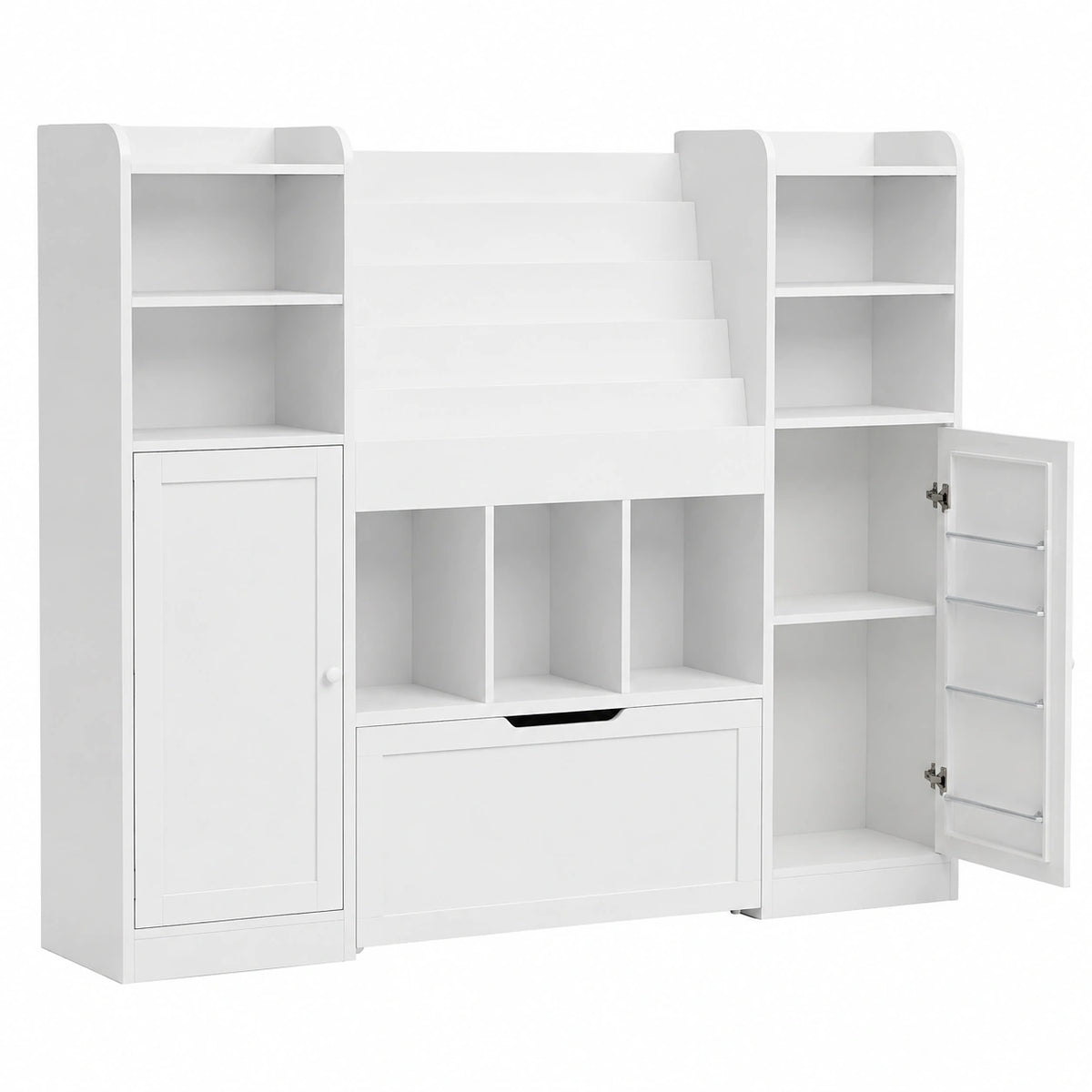 Bibliothèque, avec rangement, coloris blanc, 140 x 30 x 108,2 cm, pour le salon ou le bureau
