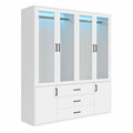 Armoire, avec rangement, avec tiroirs, avec portes, coloris blanc et transparent, 160 x 52 x 182 cm, pour la chambre