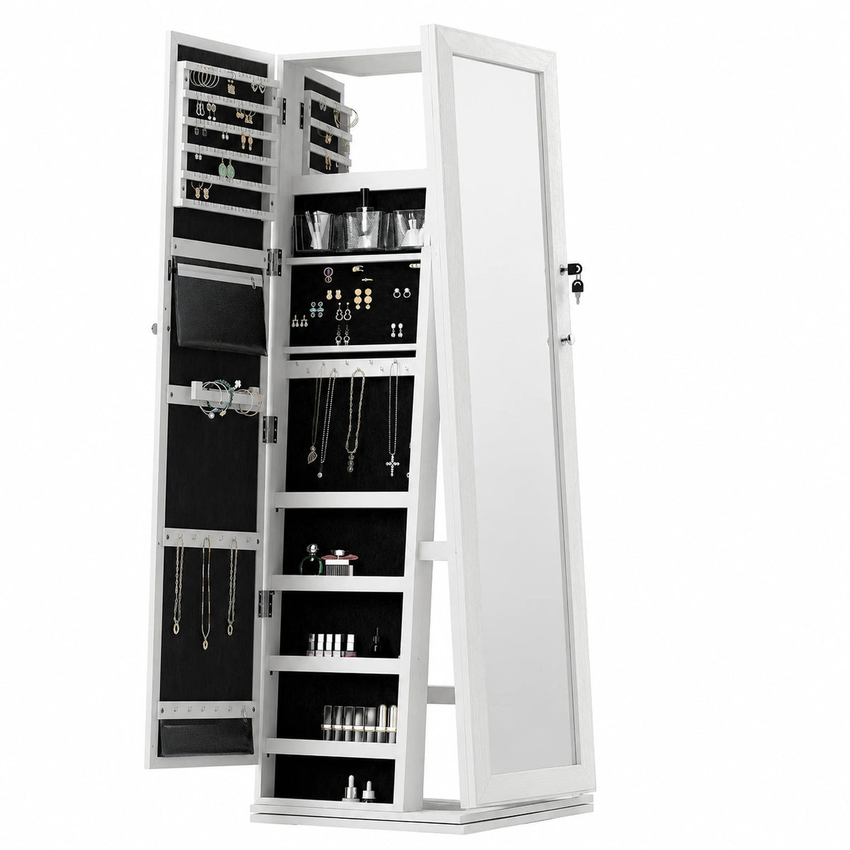 Armoire, pivotant, avec rangement, coloris blanc, pour la chambre