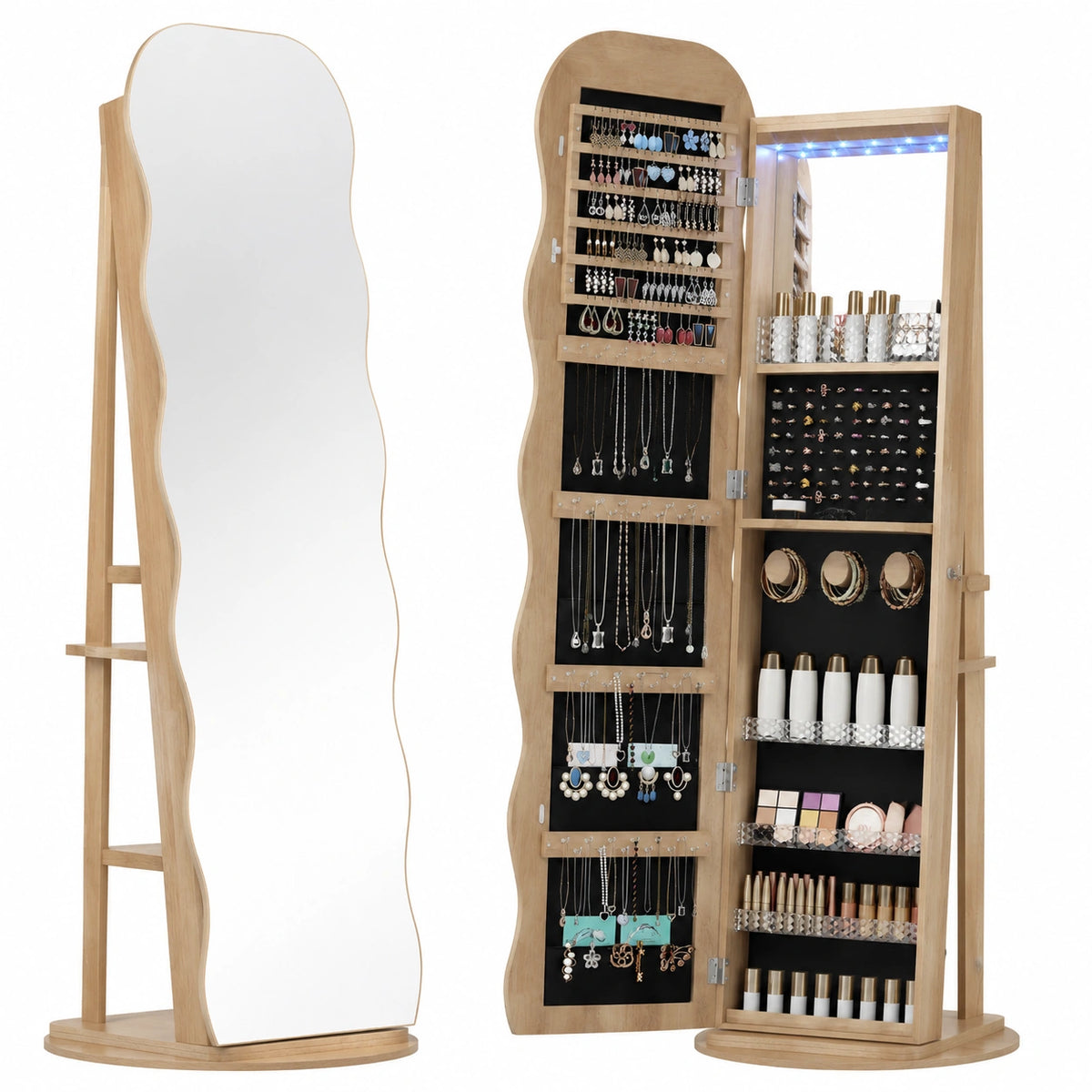 Armoire, avec étagères, avec crochets, coloris naturel, pour la chambre