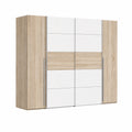 Armoire, en chêne, pivotant, avec portes coulissantes, avec portes, coloris blanc, pour la chambre