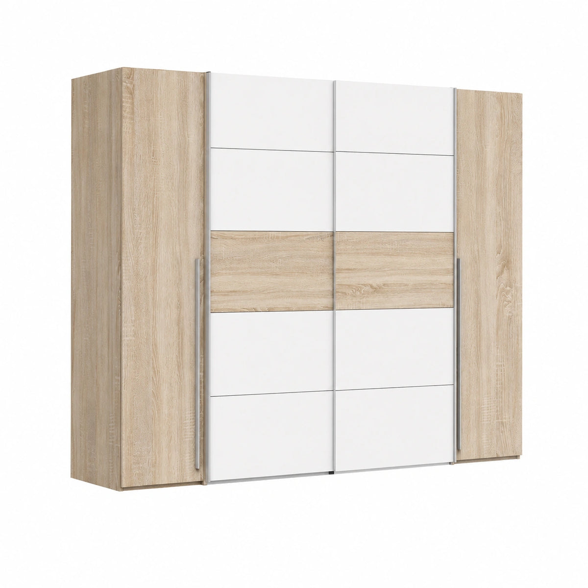 Armoire, en chêne, pivotant, avec portes coulissantes, avec portes, coloris blanc, pour la chambre